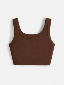 SHEIN BASICS Solid Crop Tank Top