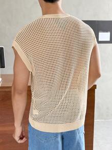 Manfinity VCAY Oversized Men's Solid Color Batwing Sleeve Open Knit Fall Sweater