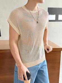Manfinity VCAY Oversized Men's Solid Color Batwing Sleeve Open Knit Fall Sweater