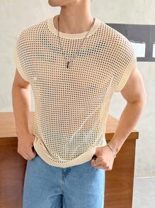 Manfinity VCAY Oversized Men's Solid Color Batwing Sleeve Open Knit Fall Sweater