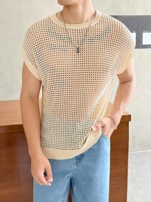 Manfinity VCAY Oversized Men's Solid Color Batwing Sleeve Open Knit Fall Sweater