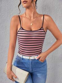 SHEIN Essnce 條紋印花吊帶上衣 - 彩色 - 查看 1