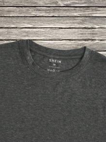 Manfinity Dauomo Men High Low Hem Tee - Dark Grey - View 3