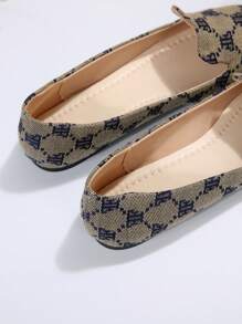 Women Geometric Pattern Flats, Fashion Fabric Point Toe Ballet Flats For Outdoor - Multicolor - View 5