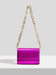 SHEIN SXY 小翻蓋方包金屬質感前衛 - 玫紅色 - 查看 1