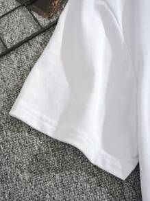 男士骷髏&標語圖案T恤 - 白色 - 查看 3