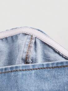 SHEIN MOD 素色牛仔抹胸上衣 - 淺色水洗藍 - 查看 4