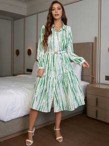 SHEIN Privé 滿版印花荷葉邊娃娃裙 - 彩色 - 查看 3