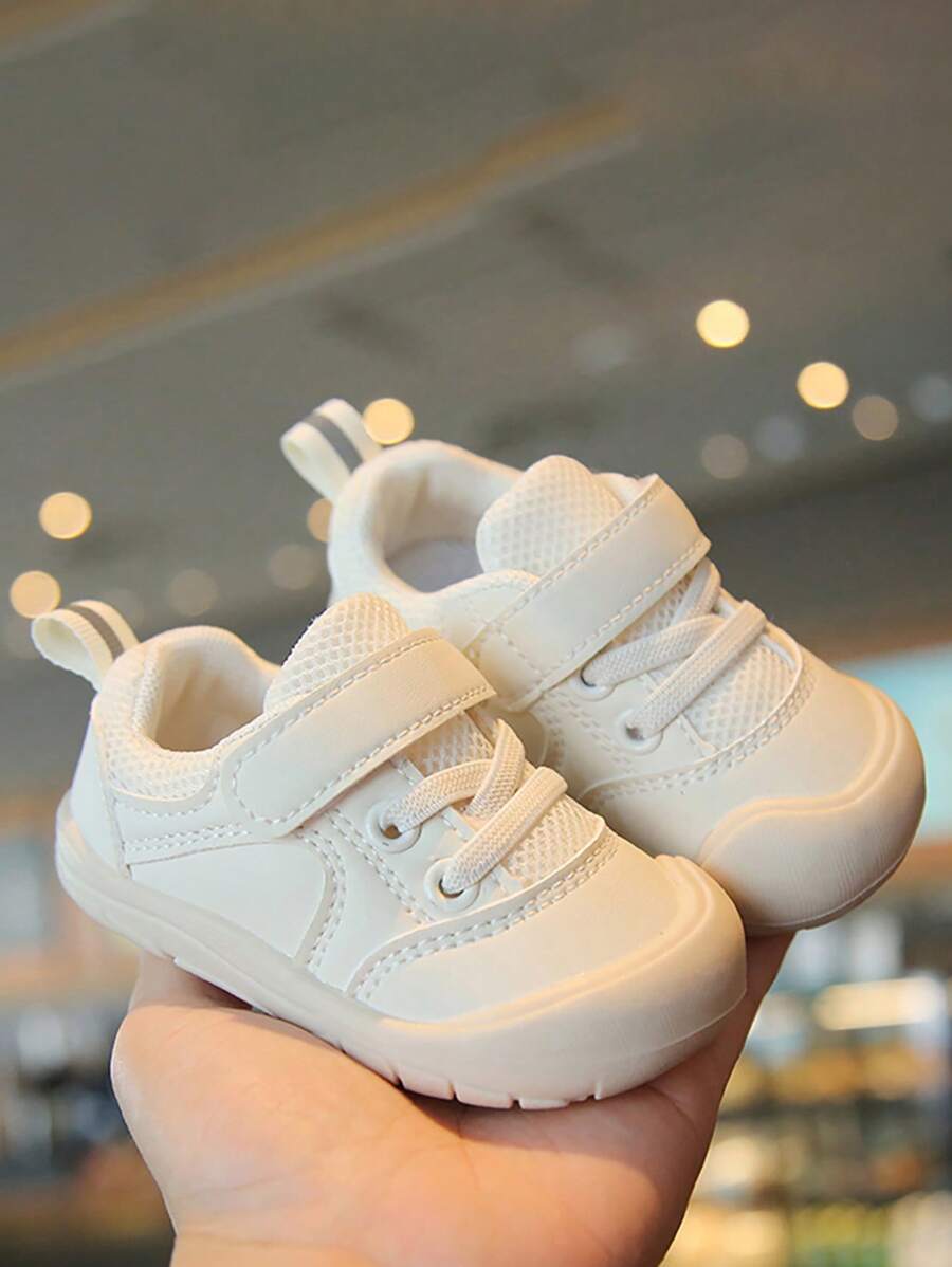 1雙春夏季柔軟舒適的幼兒男童魔鬼氈運動鞋 - 米色 - 查看 1