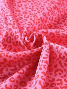 DOKOTOO Leopard Print Twist Hem Blouse - Hot Pink - View 4