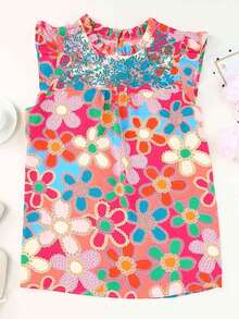 DOKOTOO Floral Print Ruffle Trim Blouse - Multicolor - View 6