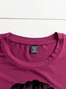 SHEIN LUNE Camiseta con estampado de figura y letra