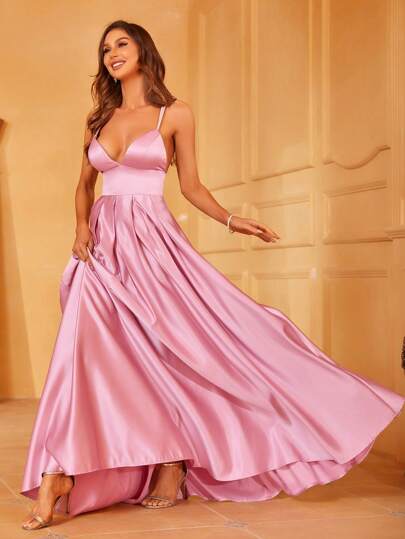 Faeriesty Solid Satin Cami Bridesmaid Dress