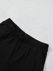 RueChic Tween Girls Letter Graphic Elastic Waist Shorts - Black - View 5