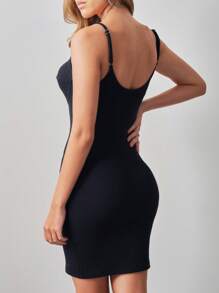 SHE(IN) BRASIL 素色緊身上衣吊帶緊身洋裝 - 黑色 - 查看 2