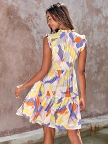 RueChic Allover Print Ruffle Hem Dress - Multicolor - View 2