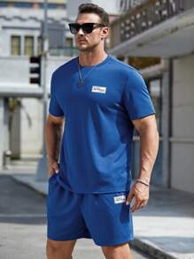 EASEVO Bộ hai mảnh Nam Dây kéo Đắp vá Túi Lá thư Giải trí - Màu xanh lam - Xem 1