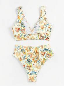 SHEIN Swim Summer Beach Paisley Print Bikini Set - Multicolor - View 2