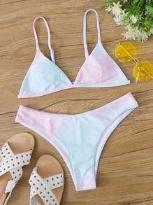 SHEIN Swim Ombre Triangle Cheeky Bikini Set For Summer Beach - Multicolor - View 1