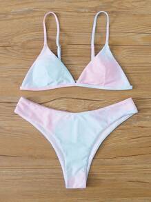 SHEIN Swim Ombre Triangle Cheeky Bikini Set For Summer Beach - Multicolor - View 5