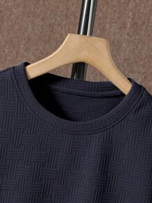 SHEIN 男大童字母補丁細節T恤和短褲 - 藏蓝色 - 查看 4