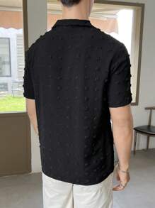 GENTILAND 宽松版型男士瑞士圆点印花衬衫（不含 T 恤，翻领） - 黑色 - 查看 2