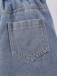 Genkimix Kids Young Boys' Loose Fit Straight Leg Jeans With Elastic Waistband, Medium Blue, School, Campus, College Chic Outfits For Autumn/Winter - Medium Wash - View 5