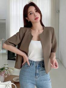 DAZY 纯色短袖西装外套，秋季商务休闲装