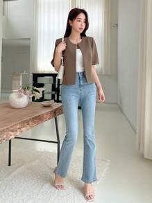 DAZY 纯色短袖西装外套，秋季商务休闲装