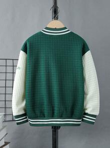 SHEIN Cậu bé Tween Đồ họa Chữ cái Áo khoác Đại học Không có áo Hoodie - màu xanh lá - Xem 2