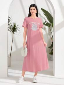 Mulvari Slogan Graphic Dress - Multicolor - View 1