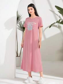 Mulvari Slogan Graphic Dress - Multicolor - View 3