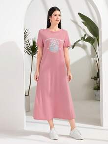 Mulvari Slogan Graphic Dress - Multicolor - View 4