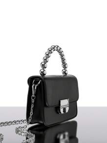 SHEIN ICON 迷你極簡風格方包扭鎖黑色 - 黑色 - 查看 2