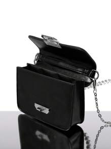 SHEIN ICON 迷你極簡風格方包扭鎖黑色 - 黑色 - 查看 6