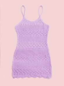 SHEIN 女孩針織罩衫連衣裙 - 紫丁香色 - 查看 2