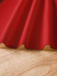 SHEIN Explorewe 少女纯色细肩带交叉褶皱秋千连衣裙，度假风格 - 紅色 - 查看 6