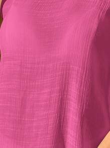 SHEIN Unity 纯色开衩下摆罩衫 夏季 - 玫紅色 - 查看 6