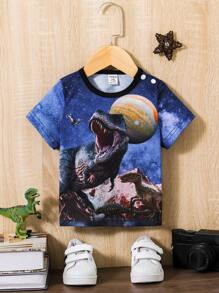 SHEIN Baby Boy Dinosaur Print Tee - Multicolor - View 1