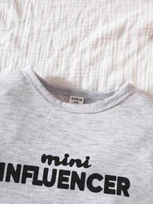 Baby Boy Letter Graphic Tee & Flap Detail Pants