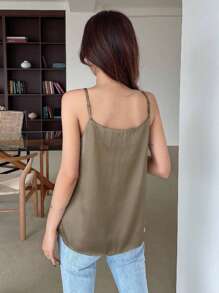 DAZY Casual Business Solid Color Camisole/Tank Top - Khaki - View 2