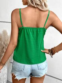 Breezaya Áo khoác và áo lót dành cho xe tăng nữ Tranh thêu màu trơn Giải trí - màu xanh lá - Xem 2