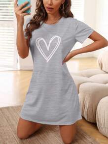 Heart Print Pajama Nightdress