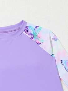 Tween Girl 蝴蝶印花高领防晒衣 搭配 沙滩裙 夏季海滩 - 彩色 - 查看 6