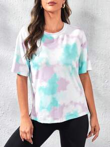 Gameset SHEIN Sport Áo Tees & Tanks  Thể thao Nữ Chia Cà vạt nhuộm - Nhiều màu - Xem 3