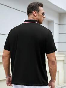 EASEVO Đàn ông cộng In ngựa Viền tương phản Áo polo - màu đen - Xem 2