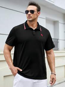 EASEVO Đàn ông cộng In ngựa Viền tương phản Áo polo - màu đen - Xem 5