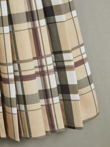 SHEIN Bộ hai mảnh Gái Xếp li Lá thư Sọc ca rô Giải trí - Nhiều màu - Xem 5