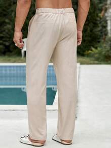 Manfinity NXTstreet Men Plus Solid Drawstring Waist Straight Leg Pants - Apricot - View 2
