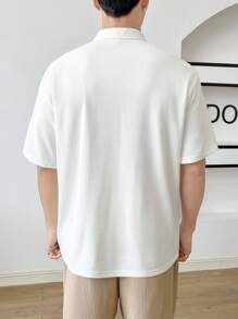 SWAVVY 夏季男士纯色四分之一拉链口袋贴片 Polo 衫